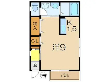 ボナール弘明寺B(1K/1階)の間取り写真