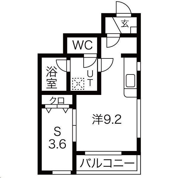 アイワスクエア(1SK/1階)の間取り写真