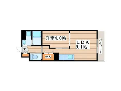 シリウス(1LDK/2階)の間取り写真