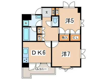 東邦ビル北里(2DK/1階)の間取り写真