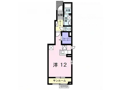 クレイン・ヒル(ワンルーム/1階)の間取り写真