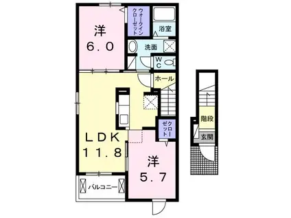 サニーコルド(2LDK/2階)の間取り写真
