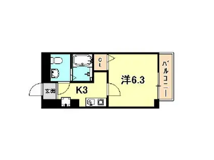 ダイドーメゾン神戸六甲(1K/6階)の間取り写真