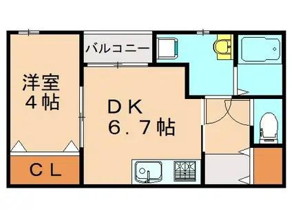 REVEメゾン九州病院前(1LDK/2階)の間取り写真