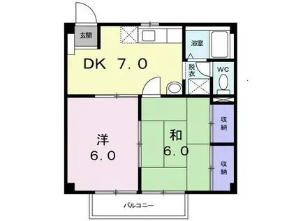 グリーンハイツ狭山(2DK/2階)の間取り写真