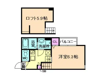 NEXSTAGE 姫島(1K/1階)の間取り写真