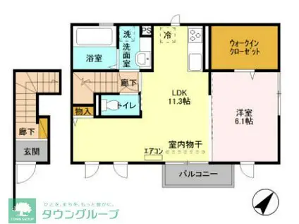 ビスクレッド(1LDK/2階)の間取り写真