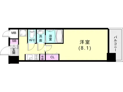 W-STYLE神戸II(1K/11階)の間取り写真