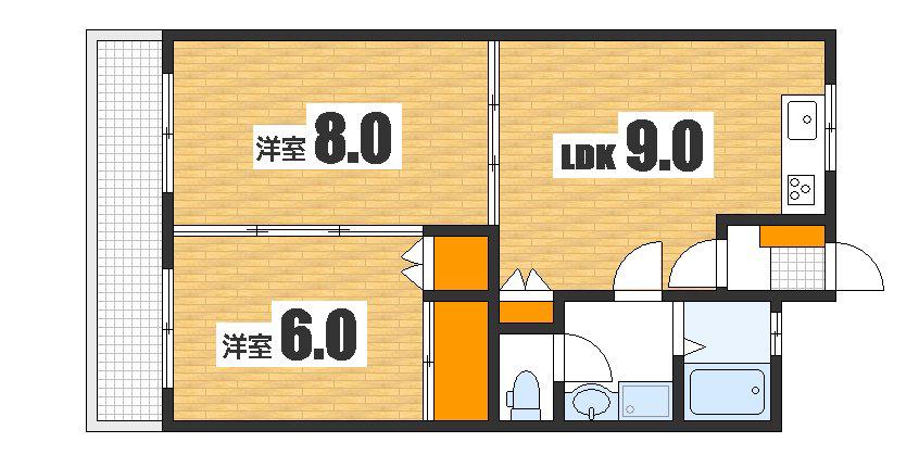 本逕寺ビル(2LDK/5階)の間取り写真