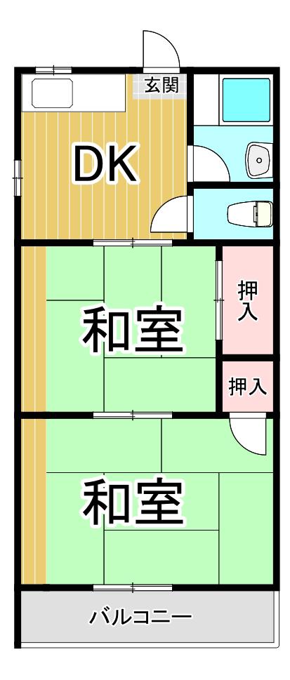 大芝コーポⅡ(2DK/1階)の間取り写真