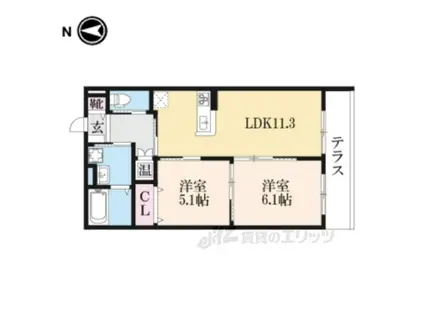 ユアメゾンSHINMICHI(2LDK/1階)の間取り写真