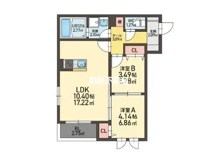 西町AP(2LDK/2階)の間取り写真