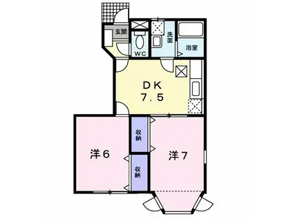 グリーン ノ-ト N(2DK/1階)の間取り写真