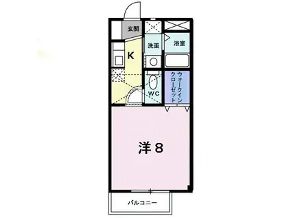 ロータスビレジ二番館(1K/1階)の間取り写真