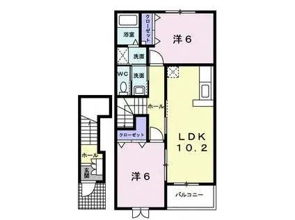 ラ・テールII(2LDK/2階)の間取り写真