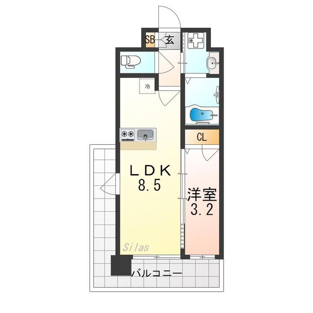 プレサンスTHE KYOTO 新町通(1LDK/7階)の間取り写真