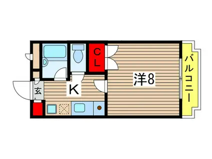 ラ・パリオ(1K/3階)の間取り写真