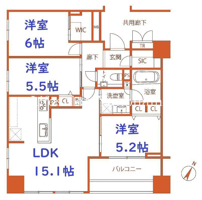 ディアスタ横濱中央(3LDK/9階)の間取り写真