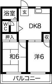青杏ビル(2LDK/2階)の間取り写真