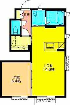 クレセオ相生(1LDK/1階)の間取り写真