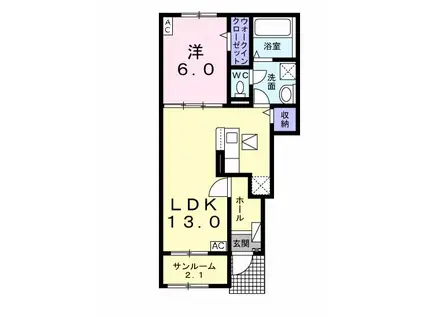 ベルファミーユVI(1LDK/1階)の間取り写真