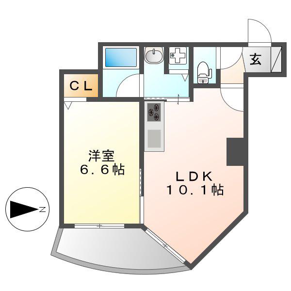 プロシード金山Ⅱ(1LDK/9階)の間取り写真