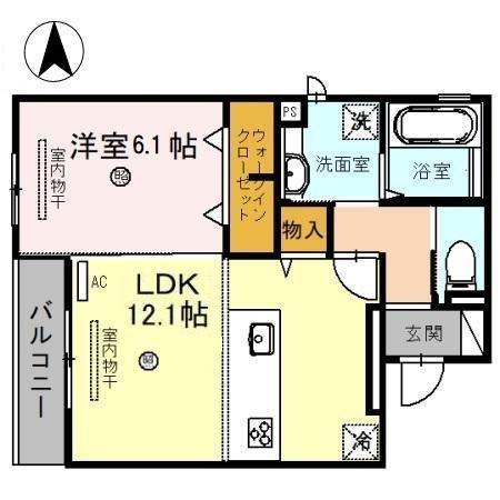 MONTAGNE東高松(1LDK/3階)の間取り写真