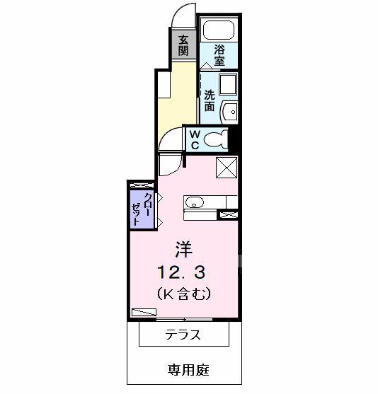 サンリット(ワンルーム/1階)の間取り写真