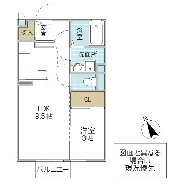 メゾン グラフォートD棟(1LDK/2階)の間取り写真