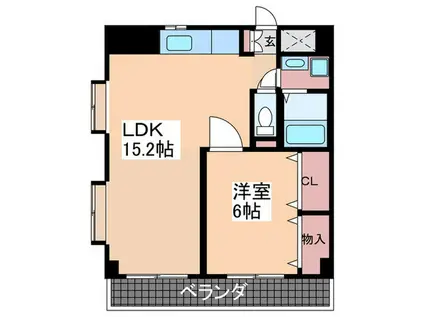 フレア21三滝(2LDK/10階)の間取り写真