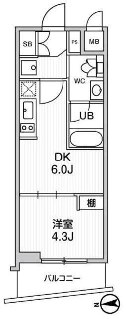 ALTERNA中野(1DK/6階)の間取り写真