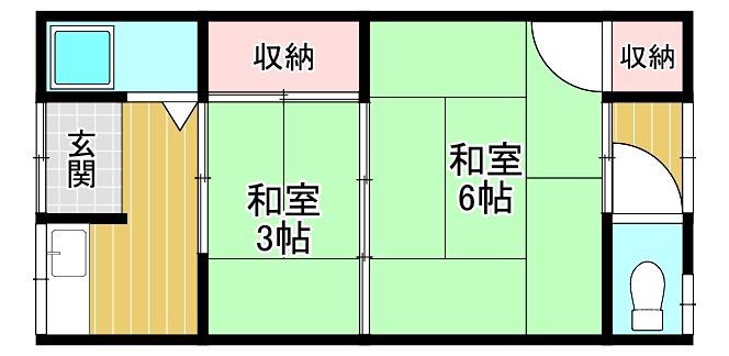 北余部テラス(2K/2階)の間取り写真