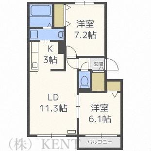 グランシャリオ(2LDK/1階)の間取り写真