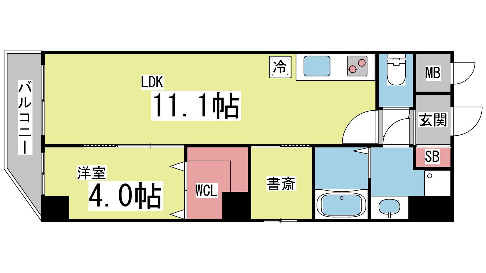 イーセ・ビアン灘(1LDK/10階)の間取り写真