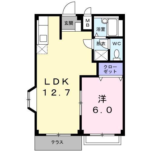 エルディム小野(1LDK/1階)の間取り写真