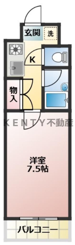 グランドールI(1K/3階)の間取り写真
