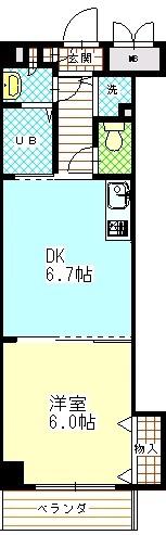 レジデンス馬事公苑(1DK/2階)の間取り写真