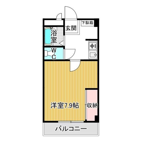 旭ビル(1K/5階)の間取り写真