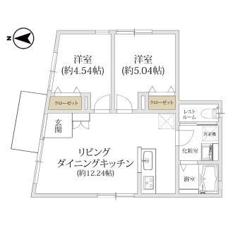 ソアヴィータ三軒茶屋(2LDK/1階)の間取り写真