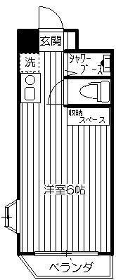 インベストメント北里(ワンルーム/2階)の間取り写真