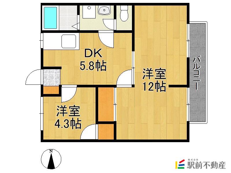 サンシティハイム(2DK/2階)の間取り写真