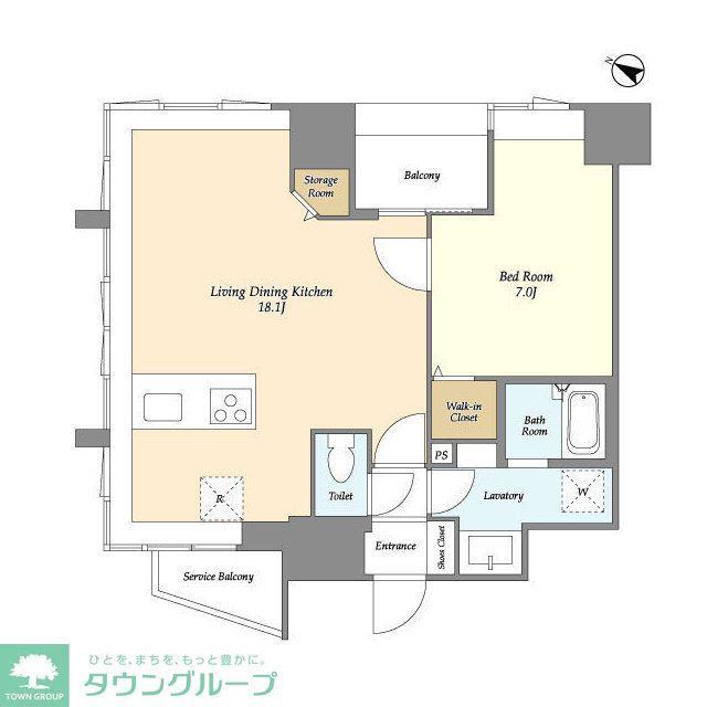 東神田テラスレジデンス(1LDK/3階)の間取り写真