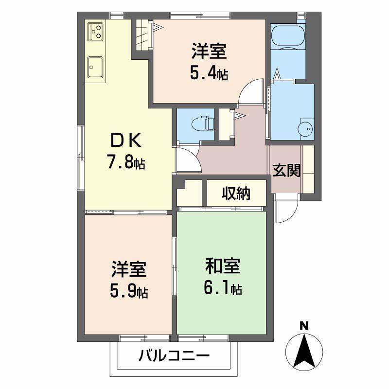 VOGEL(3DK/1階)の間取り写真