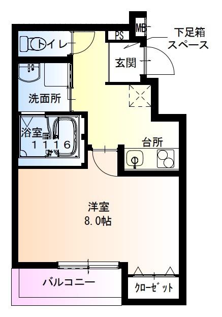 フジパレス百舌鳥駅南II番館(1K/2階)の間取り写真