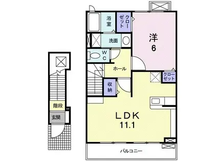 ファイン・ロイテ S・K(1LDK/2階)の間取り写真