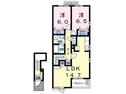 サン スクエア VI(2LDK/2階)の間取り写真