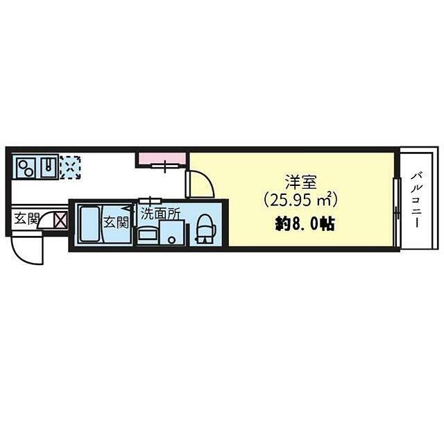 スマートVILLA千鳥(1K/4階)の間取り写真