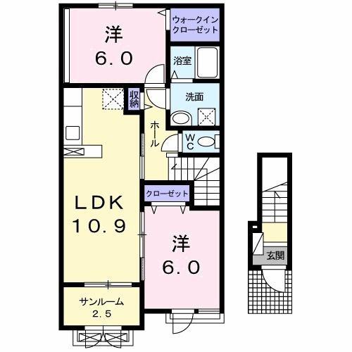 セレノ ディモーラ I(2LDK/2階)の間取り写真