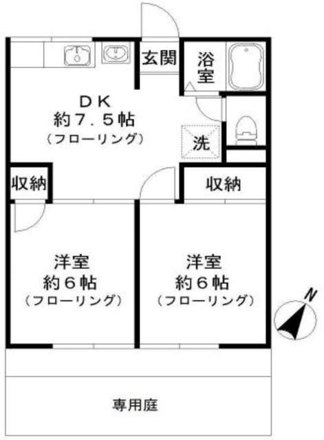 シティハイムII(2DK/1階)の間取り写真
