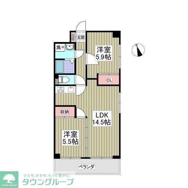 ヴィラ中川(2DK/2階)の間取り写真